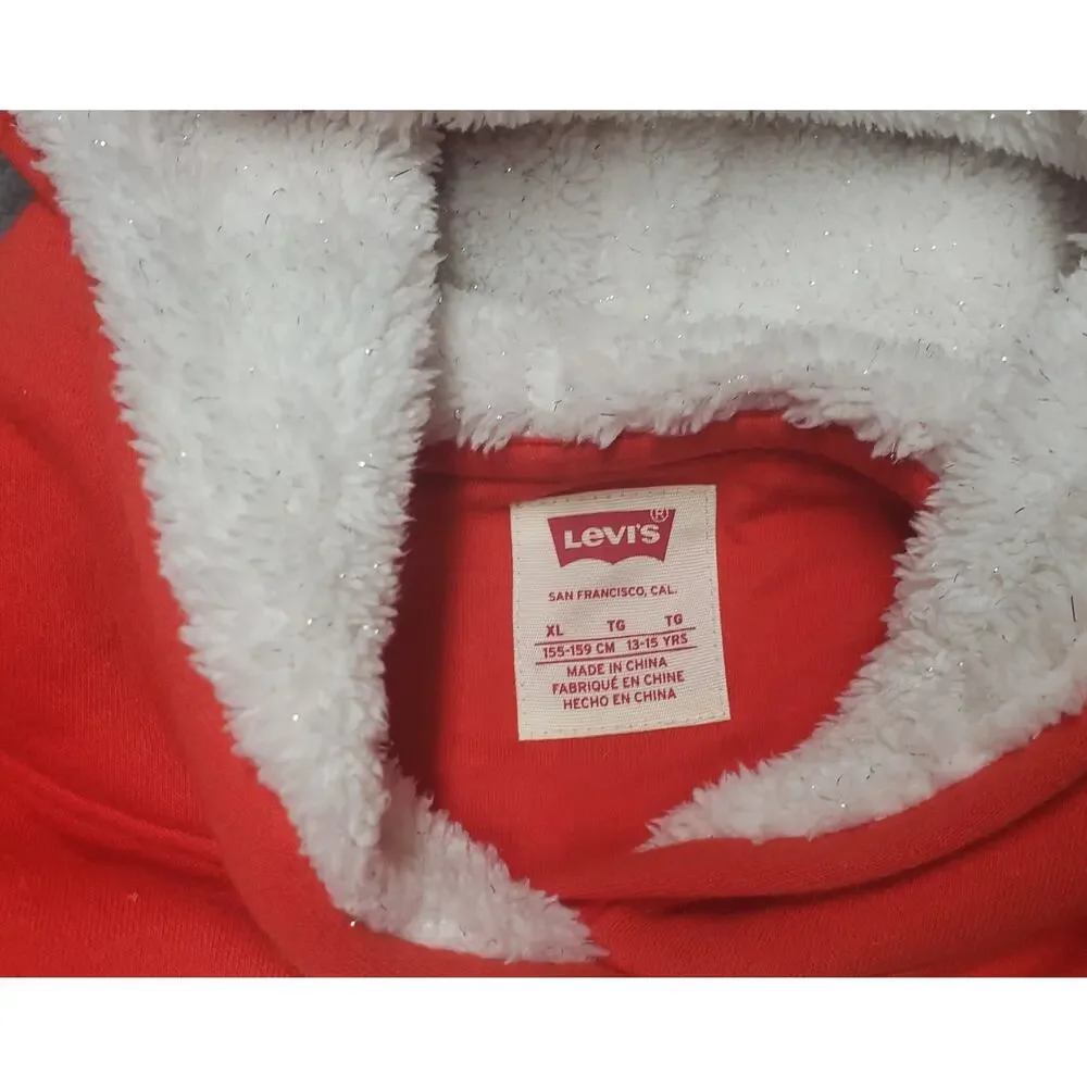 Levi’s Girls XL Red Hoodie Sweatshirt Cozy Athleisure Retro Streetwear